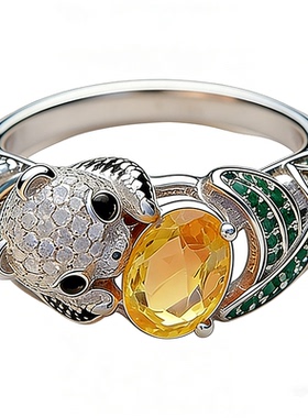 戒指女轻奢小众宝石开口食指环