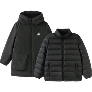 巴拉巴拉儿童羽绒服男童女童三合一外套冬季新款童装中大童黑色厚