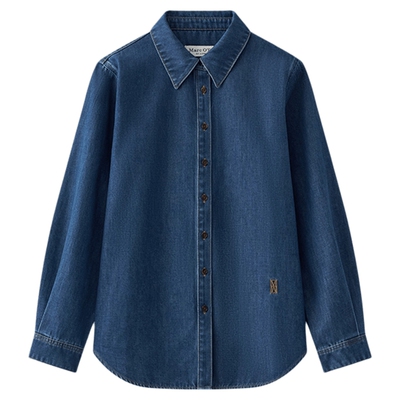 Marc O'Polo/MOP秋季新品女士复古气质正肩短款牛仔衬衫外套上衣