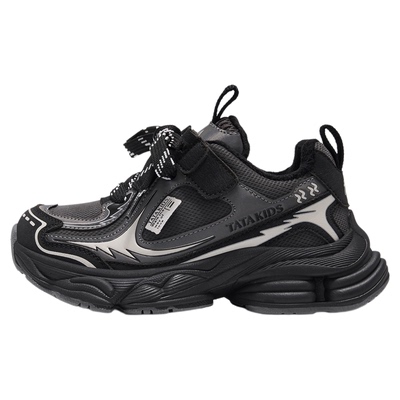 TATA童鞋儿童黑色老爹鞋加绒加厚