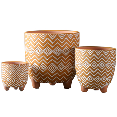 红陶机雕透气创意花盆