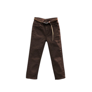 咖啡色九分直筒牛仔裤女2026年新款春夏高腰显瘦洋气小个子烟管裤