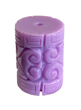 天然紫云母回纹载吉祥桶珠项链