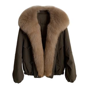 雾凇深林/可拆卸霜色狐狸毛领鹅绒内胆2025新款皮草外套女派克服