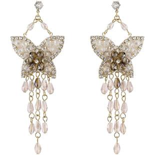 兰诺闪亮水晶蝴蝶流苏吊坠耳环2025年新款气质轻奢高级感耳饰配饰