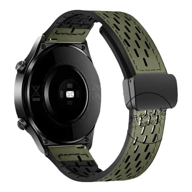 适用OPPOWatch X3手表带X2新款S透气磁吸扣疯马纹真皮表带watch4pro运动3pro智能watch2男生腕带硅胶女生表链