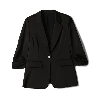 丝滑醋酸八分袖西装外套