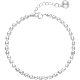 悦宫珠宝 寻美 3-4mm极细淡水小米珍珠手链 S925银小提留手串女