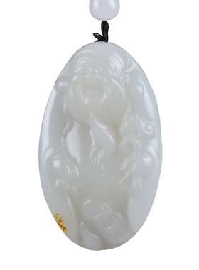 新疆 和田玉 把件 籽料 原石 手把件财神白玉手把玩男女款