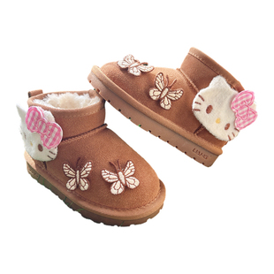 公主风女童女宝栗色雪地靴加绒保暖防滑棉鞋女孩鞋子冬季2025新款