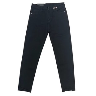 春季新款显瘦高腰大码牛仔裤女胖妹妹弹力九分小直筒烟管裤子八分