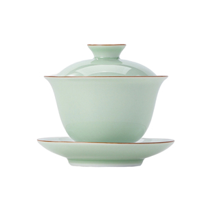 景德镇官方高温陶瓷颜色釉三才盖碗单个高档茶具高温茶碗泡茶茶杯