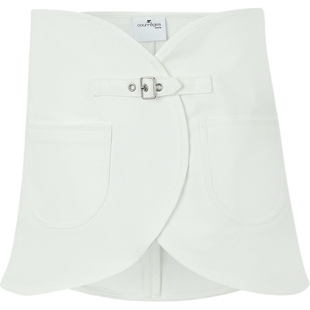 Courrèges春夏女士围裹效果带缀饰牛仔布迷你半身裙