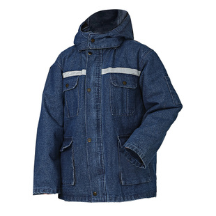 冬季加厚加绒牛仔电焊工作服棉袄棉裤套装劳保服外套焊工棉服男装