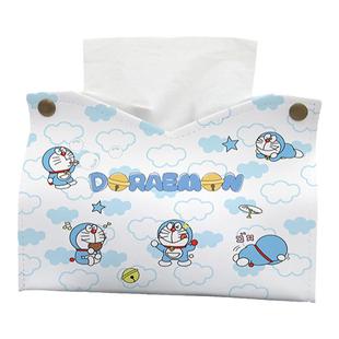 可爱哆啦A梦纸巾盒车载客厅轻奢抽纸盒家用卫生间卷纸抽多功能