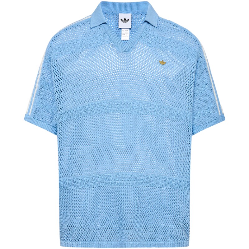 adidas阿迪达斯三叶草男女南法假日度假风针织短袖POLO衫KW8166