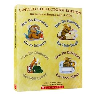 How Do Dinosaurs collection Eat Their Food 家有恐龙系列4册盒装 英文原版 恐龙怎么吃东西 吴敏兰绘本廖彩杏书单 附CD 英文版