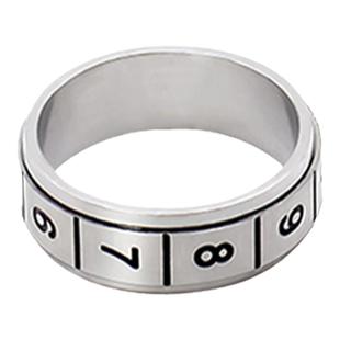 日潮光面银色简约数字转动食指环chic东大门钛钢情侣款戒指饰品男