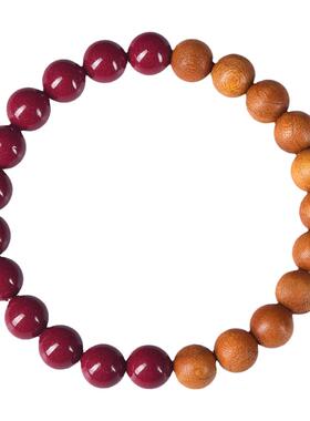 天然桃木朱砂手串女本命年转运珠