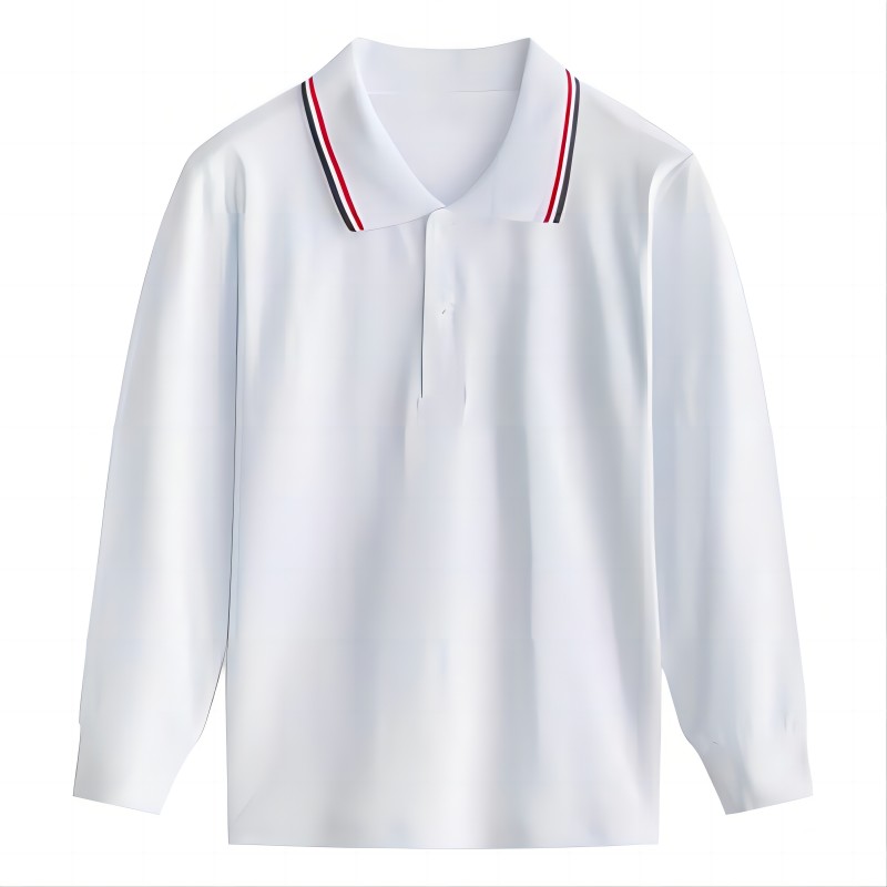 中小学生校服白色上衣polo衫长袖