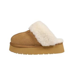 F21牛皮雪地靴女2025新冬款厚底增高加绒真皮保暖防滑毛毛棉拖鞋