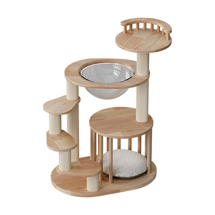 Petpeace矮脚猫爬架实木猫窝猫树一体小型幼猫跳台曼基康短腿猫架