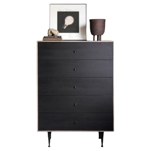 北欧表情宾纳中古复古乡村萨兰达5抽斗柜边柜高脚