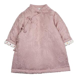 女童国风中长款棉服儿童冬季唐装汉服拜年服女宝过年中式复古棉袍