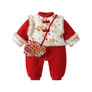 新生婴儿衣服女孩子满月周岁女宝早秋宝宝礼服幼儿过年喜庆小套装