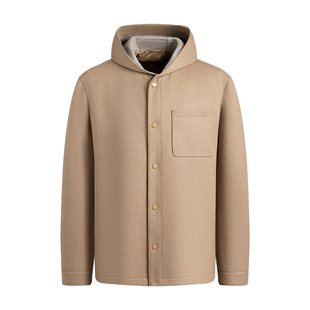 Navigare意大利小帆船休闲连帽羊毛呢大衣男秋季新款短款夹克外套