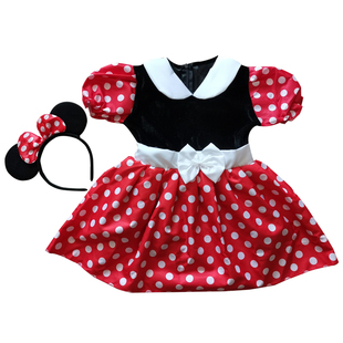 万圣节女童迪士尼白雪公主裙演出服儿童米奇米妮表演卡通服亲子装