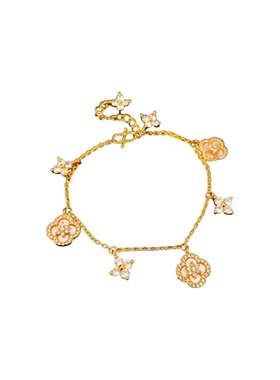 真金电镀镶锆石花朵手链轻奢感精致手环时尚气质小众百搭手饰