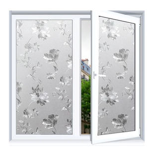 静电花形玻璃贴纸透光不透明磨砂玻璃贴膜卫生间遮光卧室窗户贴纸