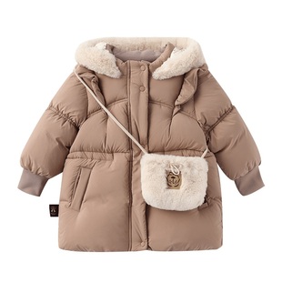 moimoln小云朵童装冬季女童中长款羽绒服冬装加厚外套