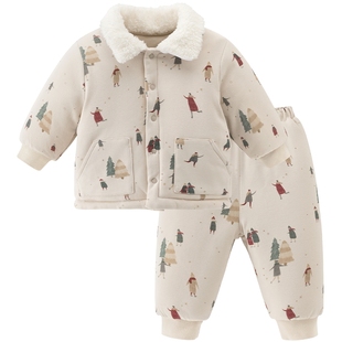 【暖护棉】男女宝宝加厚棉衣棉裤冬装保暖婴幼儿夹棉两件套装抗菌