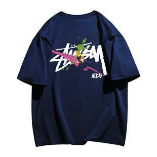 NASA联名港风休闲重磅纯棉短袖T恤男女款潮牌时尚百搭情侣上衣服