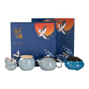 容山堂固德陶瓷鎏银功夫茶具哥窑泡茶壶茶叶罐套装开片可养品茗杯