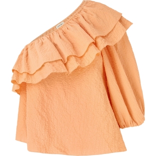 【秒杀】Love Stories 春夏女多巴胺荷叶边泡泡纱上衣