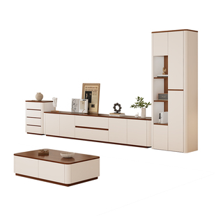 全实木电视柜茶几组合现代简约储物柜客厅家用落地高柜电视机柜子