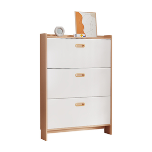 坐凳一体靠墙鞋柜实木家用门口门外小窄高立式超薄超窄16cm翻斗柜