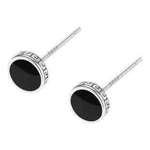 黑色耳钉潮男款痞帅925纯银2026年新款爆款设计感小众美式男生