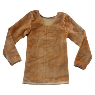 秋冬厚绒肤色隐形长袖保暖舞蹈演出服内搭锁骨打底衫U领修身贴身