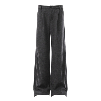 Dream made 老钱风新贵毛呢西裤男冬季加绒加厚宽松直筒阔腿裤子