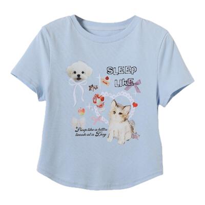 西町村屋趣味猫狗印花短袖T恤