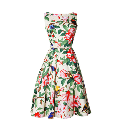 复古女装裙赫本风无袖修身气质裙