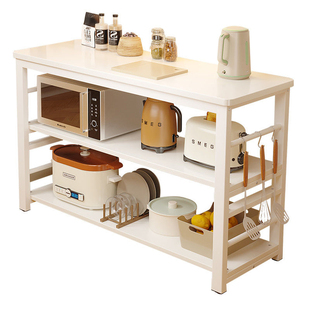 厨房置物架多功能操作台家用落地切菜桌多层微波炉锅具收纳窄边柜