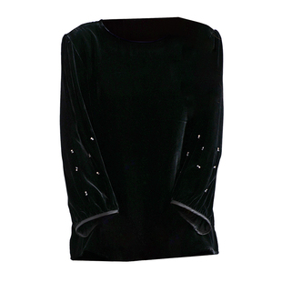 重磅真丝绒t恤女2026秋冬新长袖植绒镶钻减龄温柔纯色桑蚕丝上衣