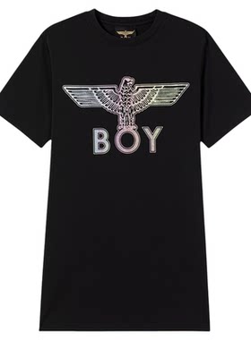 【极光恋人】BOYLONDON夏季印花烫钻宽松休闲百搭连衣裙W17001