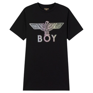 【极光恋人】BOYLONDON夏季印花烫钻宽松休闲百搭连衣裙W17001