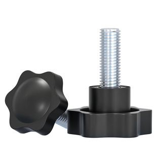 碳钢镀锌六星形梅花手柄螺丝星型手拧带把手螺栓塑胶手扭胶头螺钉